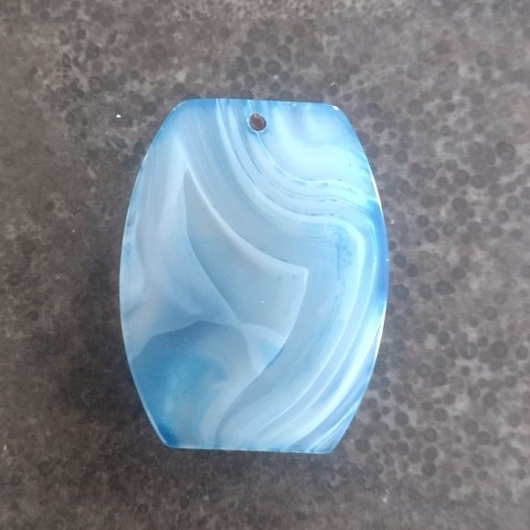 Blue And White Square Agate Pendant Gemstone - Picture 2 of 4